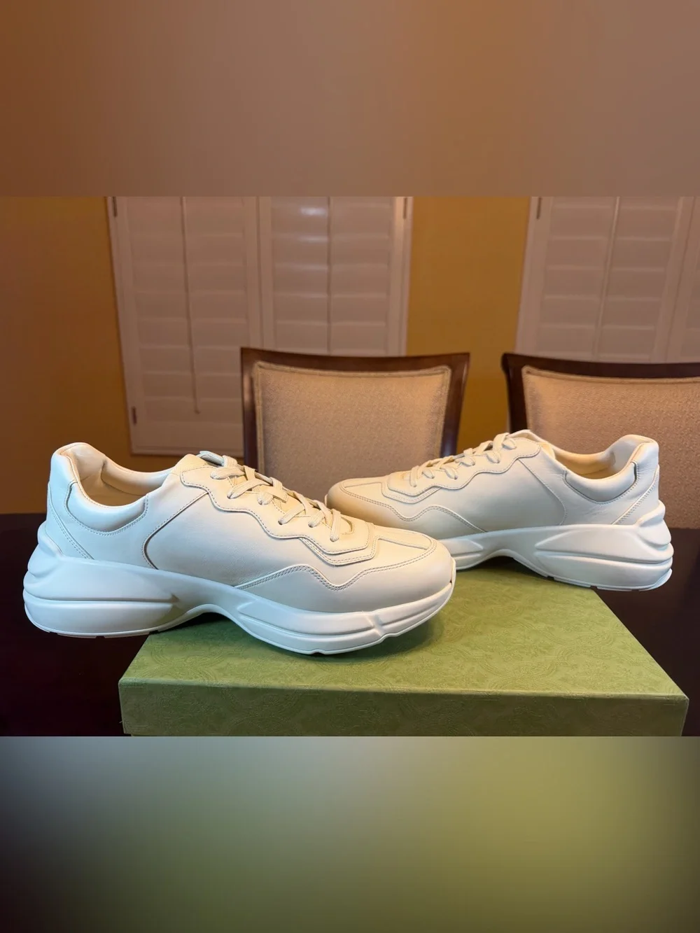 New Authentic Gucci Rhyton GG Logo Sneakers Shoes Ivory Size UK 12.5 / US 13